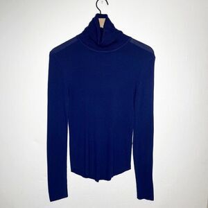 Zara Turtleneck Ribbed Sweater Slim Fit Pullover Long Sleeve Blue Size S